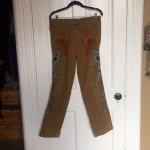 Johnny Was Two Ten Ten Five Embroidered Corduroys